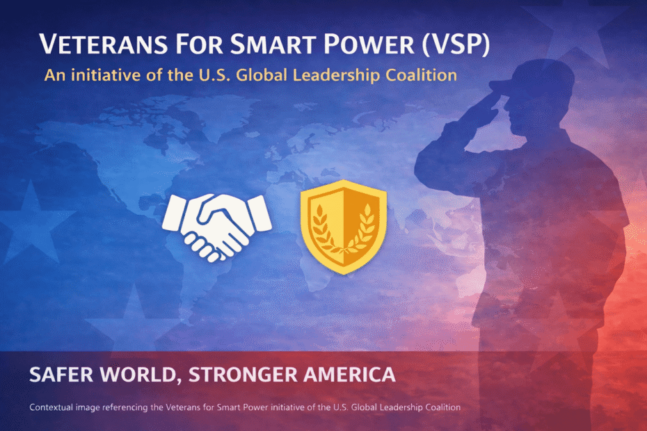 Veterans for Smart Power recognition graphic honoring Dr. Alan F. Castillo’s tribute award through the U.S. Global Leadership Coalition initiative.