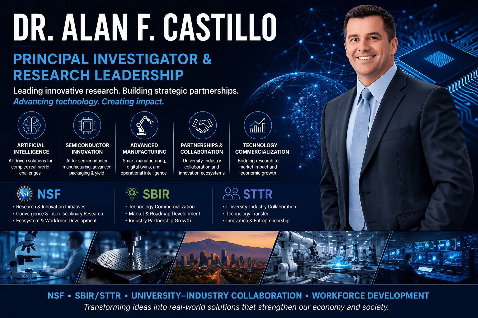 Dr. Alan F. Castillo Principal Investigator for NSF, SBIR/STTR, Artificial Intelligence, Semiconductor Innovation, and Advanced Manufacturing Research